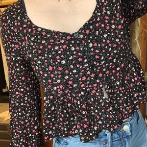 american eagle floral long sleeve top